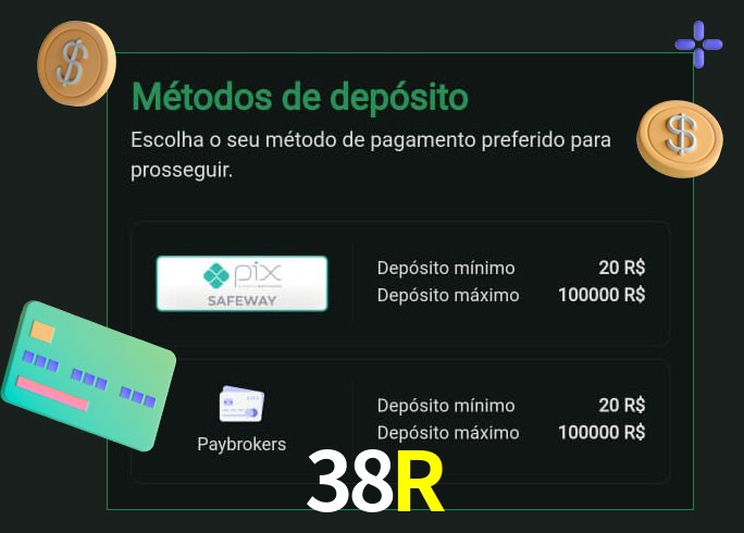 O cassino 38R oferece uma grande variedade de métodos de pagamento